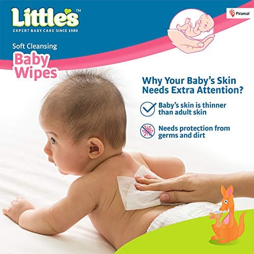 Little's Soft Cleansing Baby Wipes with Lid | 80 Wipes x Pack of 3 - 240 Wipes | Extra Thick & Moist Wet Wipes for Baby's | Prevents Rashes & Redness with Goodness of Aloe Vera, Vitamin E & Jojoba Oil 3
