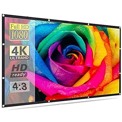 Savsol® Projector Screen, Eyelet Screen (6 ft. (W) x 4 ft. (H) - 84" Inch) Diagonal Anti-Crease Projection Screen for Home Theater 4:03 Aspect Ratio 3D Supported