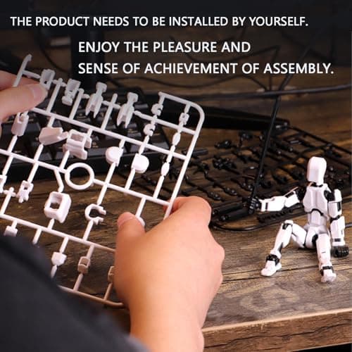 Gozaqe Action Figure Toys,DIY Assembly Dummy 13 Action Figures,Articulated Joints Robot,Desktop Decorations,Gift Idea for Adults (Black) 4