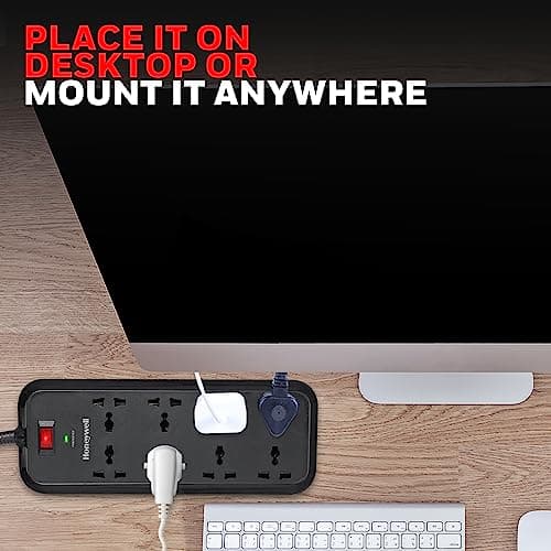 Honeywell Surge Protector, 8 Universal Sockets,20000Amp, 2 Meter Cord, Device Secure Warranty,Automatic Overload Protection,Spike Guard/Extension Board,Master Switch,3Year Manufacturer Warranty 5