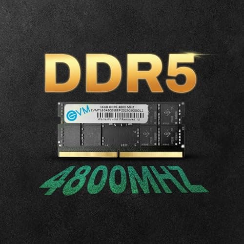 EVM 16GB DDR5 Laptop RAM Memory | 4800MHz | PC5-38400 | SO-DIMM | 262-Pin | CL19 | 1.1V Low Voltage | High Speed Performance | 10 Year Warranty (EVMT16G4800S88P) 2