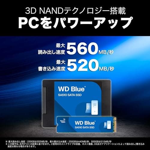 Western Digital Internal SSD 500GB WD Blue SA510 M.2-2280 SATA WDS500G3B0B-EC 3