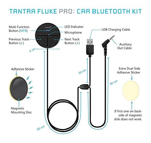Tantra Fluke Pro Bluetooth Receiver 5.0 Bluetooth Kit for Car (Black) 2