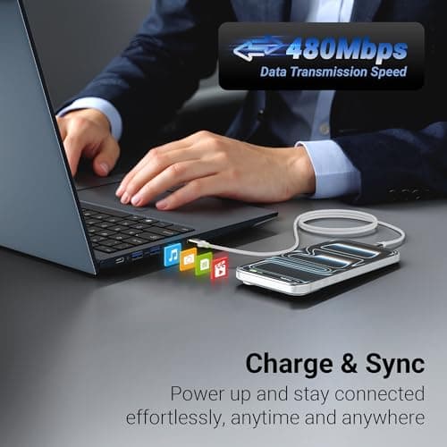 Zebronics Type C - Type C Cable, 60 Watts, Upto 480Mbps Data Sync, Fast Charging, 1 M, Compatible with iPhone 15 & 16 Series, iPad, MacBook, Samsung, Android (Wattz 60CC6, White) 4