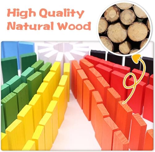 SHINETOY 120 Pcs Colorful Wooden Domino Blocks Set – Domino Tile Bulk Building Racing & Stacking Game | Educational Toy for Kids | Fun Family Party Favor | Birthday Gift for Boys & Girls Ages 3+ 3