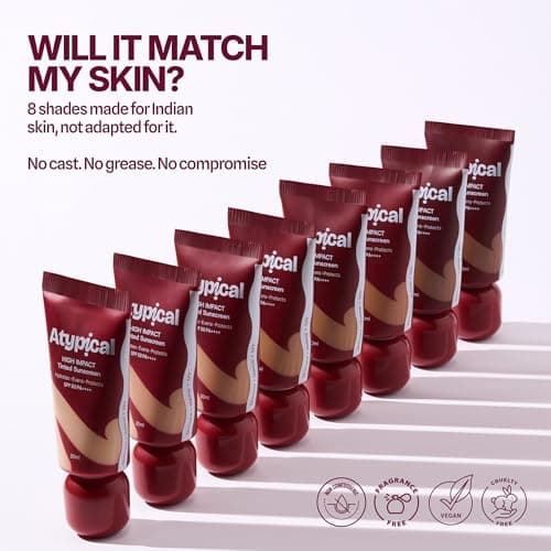 Atypical Tinted Sunscreen SPF 50 PA++++ Light Neutral - A40N | High-Coverage | 8 Shades for Indian Skin | No White Cast |Broad Spectrum UVA/UVB | Non-Greasy | 30ml 5