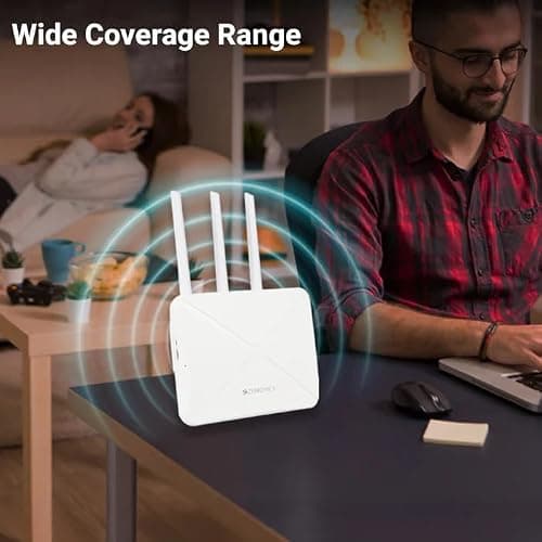 Zebronics 4G/5G Sim Router with High-Speed Antenna, LAN/WAN Auto Switching, WPA2-PSK Security, Nano Sim Compatible, White 4