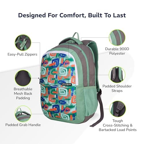 Provogue Vortex EasyGo Laptop Backpack 33L - School Bag for Girls & Boys with 3 large compartments | With Organiser, Bottle Holder & Laptop Compartment, Green 4
