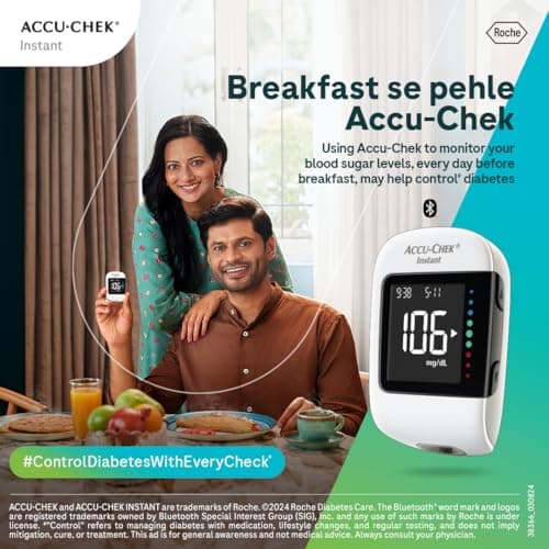 Accu-Chek Instant Blood Glucose Glucometer (with Bluetooth) with Vial of 10 Strips, 10 Lancets and a Lancing Device FREE for Accurate Blood Sugar Testing 2