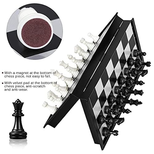 Chocozone 25cm Magnetic Chess Board Game Foldable Chess with Magnetic Pawns Portable Chess Board Set for Adults Board Games for Kids Toys for 6 Years Old(10 inch) 5