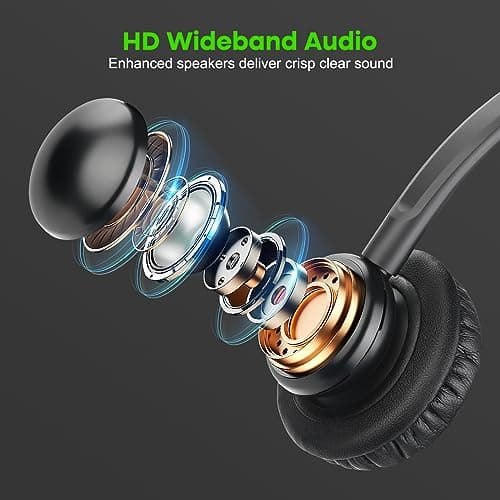 Telephone Headset with Noise Canceling Microphone, Mono Call Center Office Headset with RJ9 Jack & 3.5mm Connector for Landline Deskphone Cell Phone PC Laptop, Work for Polycom Avaya Nortel 4