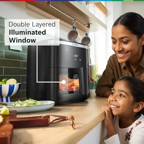 Bosch CrispMaxx Digital Air Fryer XXL 7.2L with Baking Tray | Illuminated Viewing Window | Touch Panel | 7 Preset Menu | Shake Alarm | Uses Upto 95% Less Oil | 2-Year Warranty | Black【MAF671B5IN】 3