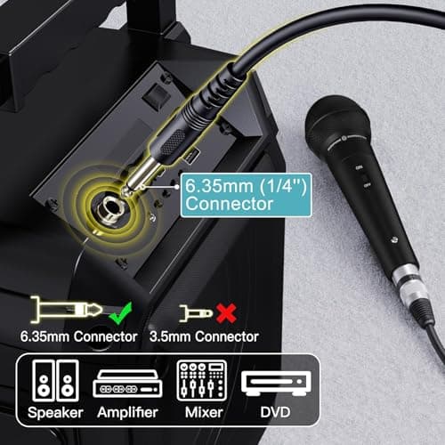 DIGIMORE Professional Cardioid Dynamic Microphone | Wired Mic with 20ft XLR Cable & Mic Holder | for Vocals, Singing, Karaoke, Live Performance, Studio, PA System, Stage, Recording (D-1020) 5