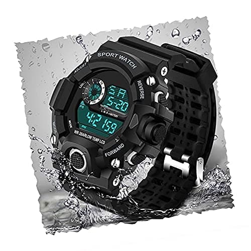 SELLORIA Silicone Digital Watch Shockproof Multi-Functional Automatic Black Color Strap Waterproof Digital Sports Watch for Mens Kids Watch for Boys, Men Pack of 1, Water Resistance 5