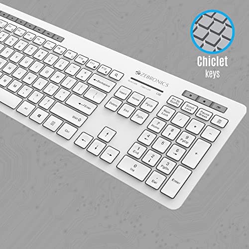ZEBRONICS Zeb-Companion 500 2.4GHz Wireless Keyboard and Mouse Set, USB Nano Receiver, Chiclet Keys, Ultra Silent, Power On/Off Switch, Rupee Key, for PC/Mac/Laptop (White) 2