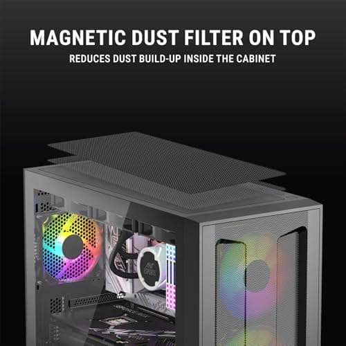Ant Esports Titan Core 360 Mid-Tower Computer Case/Gaming Cabinet - Black | Support E-ATX, ATX, Micro-ATX, Mini-ITX | Pre-Installed 4 ARGB Fans 4