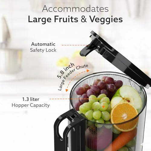 AGARO Regency Cold Press Juicer for Home, 250 Watt AC Motor Slow Juicer Machine, Fruit, Vegetable Juice & Nut Milks, Easy Assembly, Cleaning, Intelligent Safety Features & Auto Reverse, BPA-Free 4