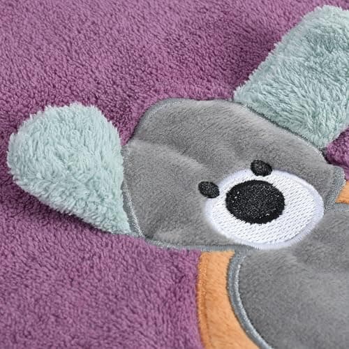 UrbanLeaf Premium Microfiber Kids Bath Towels Quick Drying Towels for Unisex Kids Cartoon Print Baby Towel for Boys and Girls (Pack of 1, Purple) 3