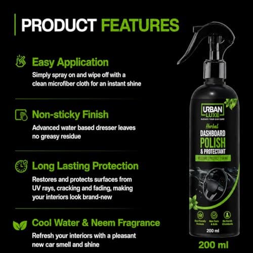 UrbanLuxe Car Dashboard Polish & Protectant | 200ml (235g) | Dashboard Dresser | Car Polish for Interior Plastic, Vinyl & Leather Trims | Herbal,Non Toxic | Protects, Shines & Conditions 2