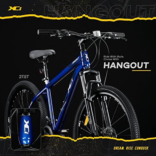 XCi Hangout Mountain Bike, 27.5 -Inch Tires, 21-Speed Shimano Gears, Front Suspension 80mm, Mechanical Disc Brakes, Youth 12+ Years, 17-Inch Ultra Light Steel Frame| Blue 2