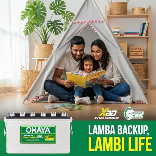 OKAYA PowerON OPSJT17048 140Ah Super Jumbo Tubular Advanced Battery for Home, Office & Shops | Robust & Compact Design | Extra Backup (XBD Technology) | 48 Months Total Warranty 3