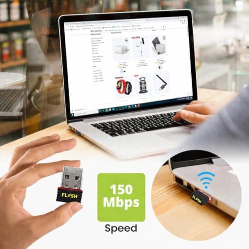 FLASHM USB WiFi Adapter, 150Mbps Wireless Network Dongle for PC, Laptop, Desktop, Plug & Play, Black 2
