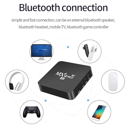 FORIDA MXQPRO 5G 10K Android TV Box 4GB RAM 32GB ROM, 10K Ultra HD 8K HDR Streaming, Built-in Chromecast Quad-Core CPU, Dual WiFi Bluetooth, Voice Remote Smart TV Box 5