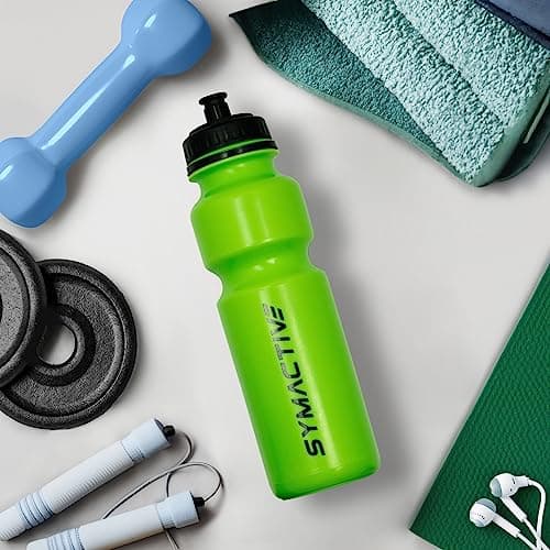 Amazon Brand - Symactive Leakproof Unbreakable Squeezable Sports Sipper Water Bottle with Push/Pull Cap | Anti-Slip Grip | LDPE Material | BPA-Free | 800 ml | Green 2