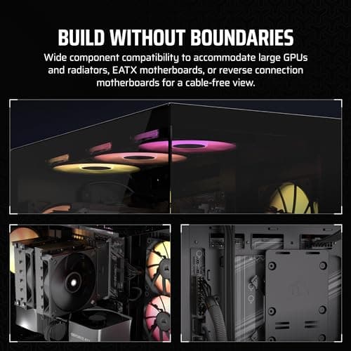 CORSAIR 3500X ARGB Mid-Tower ATX Dual Chamber PC Case – Panoramic Tempered Glass – Reverse Connection Motherboard Compatible – 3X CORSAIR RS120 ARGB Fans Included – Black 4