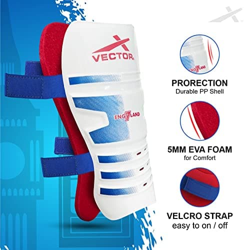 Vector X England Football Shin Guard with Adjustable Velcro Strap (L, England) 2
