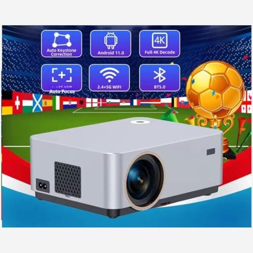 Punnkk X4 Android LED 7500 Lumens Projector, 4K Support, Native 1080p, Smart Wi-Fi & Bluetooth Auto Keystone Correction 2GB/16GB Home Theatre Projector 2