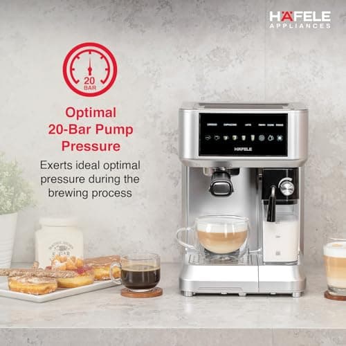 Hafele U-Kaffee Nova Coffee Machine| 20-Bar Pump Pressure | Removable Water Tank (1.6 L)| Rapid Thermoblock Technology | Built-in Semi-automatic Cleaning | 2 Year Warranty | Silver 2