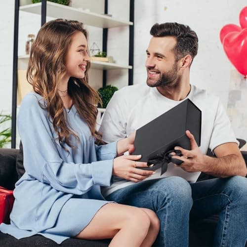 VRB Dec 1Pcs Multipurpose Gift Box Decorative Folding Paper Gift Box with Ribbon,gift box for packing,hamper boxes,gift boxes for Return Gifting,Storage,Engagement,Wedding(1 Pcs Black Rigid Box) 5