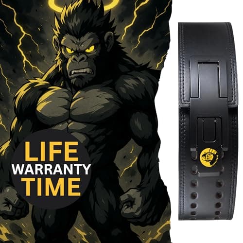 Muscleape 10mm Lever Belt. 4" Wide Genuine Leather. Quick-Release Steel Alloy Lever. Adjustable Powerlifting Belt With Lifetime Brand Warranty. Hard Leather For Professional Athletes. (M) 5