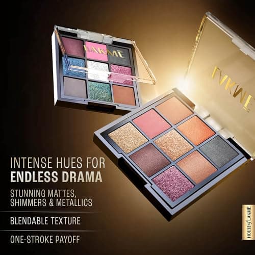 LAKME 9 in 1 Eyeshadow Palette, Shimmer & Smoke, 11.7g, for Glamorous Eye Makeup, with Blendable & Buildable Formula, Matte Shimmer and Metallic Finish, for Women 5