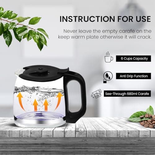 INALSA 6 Cups 650-Watt Coffee Maker with Anti Drip & Keep Warm Function|Overheat Protection|See Through 680 ML Carafe|630 ML Water Tank Capacity|Reusable Coffee Filter(Brew Matic DX) 2