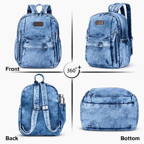 ZAINTO Denim Women Backpack college bag for women backpack Stylish Outdoor Travel Commute Daypack Large Capacity School bag Bookbag 2
