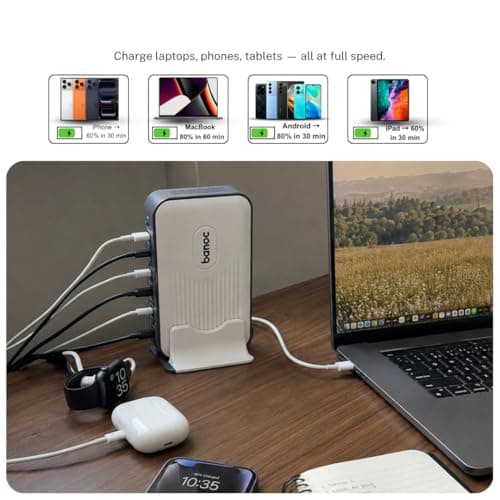 200W Charging Station — 8-Port-PD 3.0 | 5X USB-C + 3X USB-A | BIS Certified |PD Smart Power Distribution | Compatible with MacBook, iPhone 17/16/15, iPad, Android 4