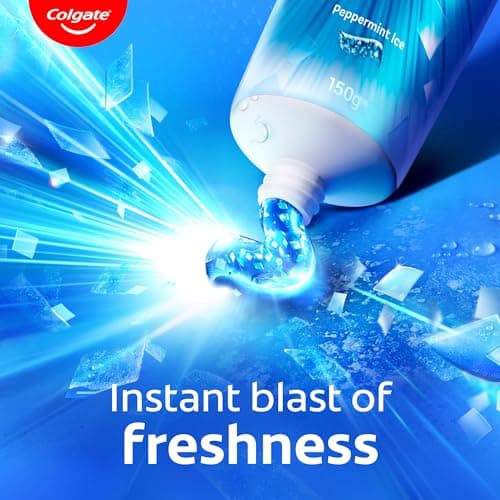 Colgate MaxFresh Breath Freshner Oral Care Toothpaste, 300g Saver Pack (150g x 2), Peppermint Ice, Blue Gel Paste with Menthol & Cooling crystals for bad breath control 5