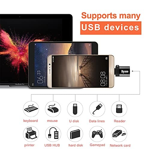 Dyazo USB Type C Male 3.1 to Female OTG Adapter Compatible for MacBook Air/Pro 2020 2019 2018, Samsung Galaxy S20 / Plus Ultra Note S910 S8 & All Type C Enable Devices (Black) 4