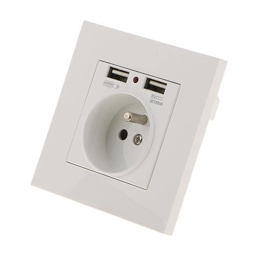2 USB Port Receptacles with USB Port + Standard Plug 86 Wall Outlet Socket Flame RetardantHome & Garden|Home Improvement|Electrical & Solar|Switches & Outlets|Outlets & Receptacles