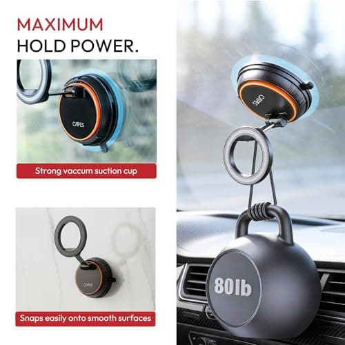 Capes Maglock Anywhere Mount Magnetic Phone Holder for Car, Gym & Home | 360° Rotatable & Foldable Mag-Safe Compatible Suction Mount for iPhones & Androids 5