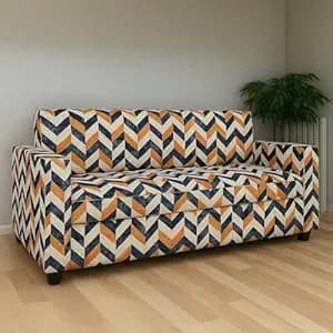 3 Seater Fabric Sofa Set for Living Room Furniture | 3 Seater Sofa Set | Sofa for Home | Fabric Color:- Multicolor Printed Cushions | Pre-Assembled