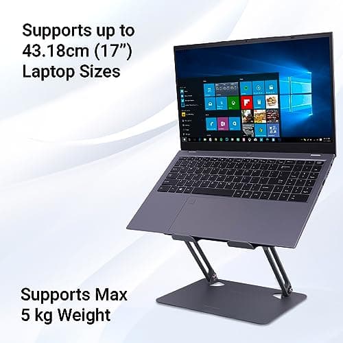 Zebronics NS3000 Portable Laptop & Tablet Stand Supports Upto 17” with Max. 5KG Support, Anti-Slip Silicone Pads, Foldable Design, Multi Angle Adjustment, Carbon Steel Body 4