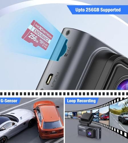 NEXDIGITRON PRIME Plus 4K Dual Channel Dash Camera with in-Built GPS Logger, Real 4K 2160P UHD Front+FHD Rear, IMX415 8MP Sensor, 3.2 Inch Screen, 5 GHz WiFi, Optional Parking Mode, Upto 256GB Support 5