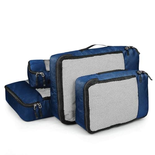 FATMUG Packing Cubes Travel Pouch/Bag Suitcase Organiser Set of 4 (2 Medium and 2 Small) (Navy Blue)