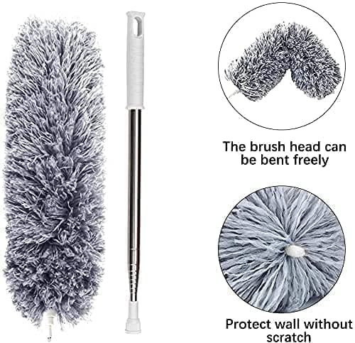 Rorian Microfiber Feather Duster with Extendable Long Pole (100 Inches), Bendable Head for Cleaning High Ceiling Fans, Interior Roof, Cobwebs – Washable & Telescopic Long Handle Cleaning Tool (S2) 5