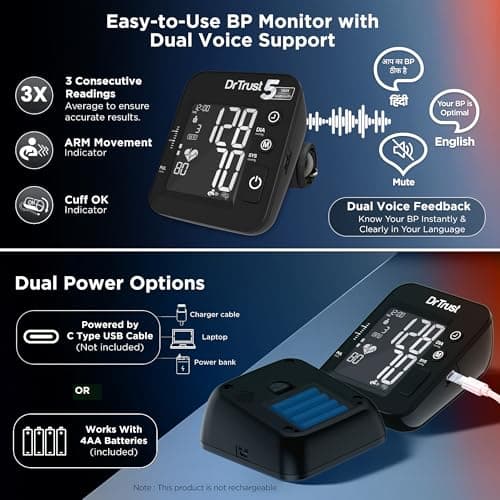 Dr Trust USA Intellitrack 132 Fully Automatic Dual Talking Digital Blood Pressure Monitor Machine For Hypertension & Managing Heart Health, BP Apparatus For Home & Clinic Use, Most Accurate Measuremen 3