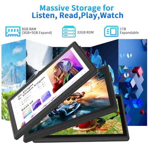 NEWISION 7 Inch Tablet with Case, Five Cores Android 15 Tablets, 8GB RAM, 32GB ROM, 512GB Expansion, IPS Display HD 1024x600, 3500mAh, Dual Camera, USB C Tablet PC (Blue) 3