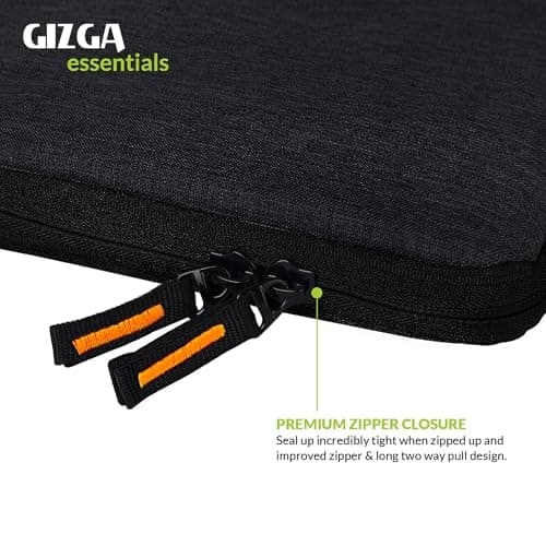 Gizga Essentials 14.1 Inch Laptop Sleeve Case Cover Bag with Extra Pouch & Front Pocket | Slim & Water-Resistant Nylon Fabric with Shockproof Foam Padding, Soft Lining & Premium Zipper Closure (Black) 4